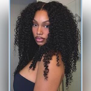 7x5 Lace Curly Wig Human Hair with Finger Coil Ends Glueless Pre Plucked 24 inch